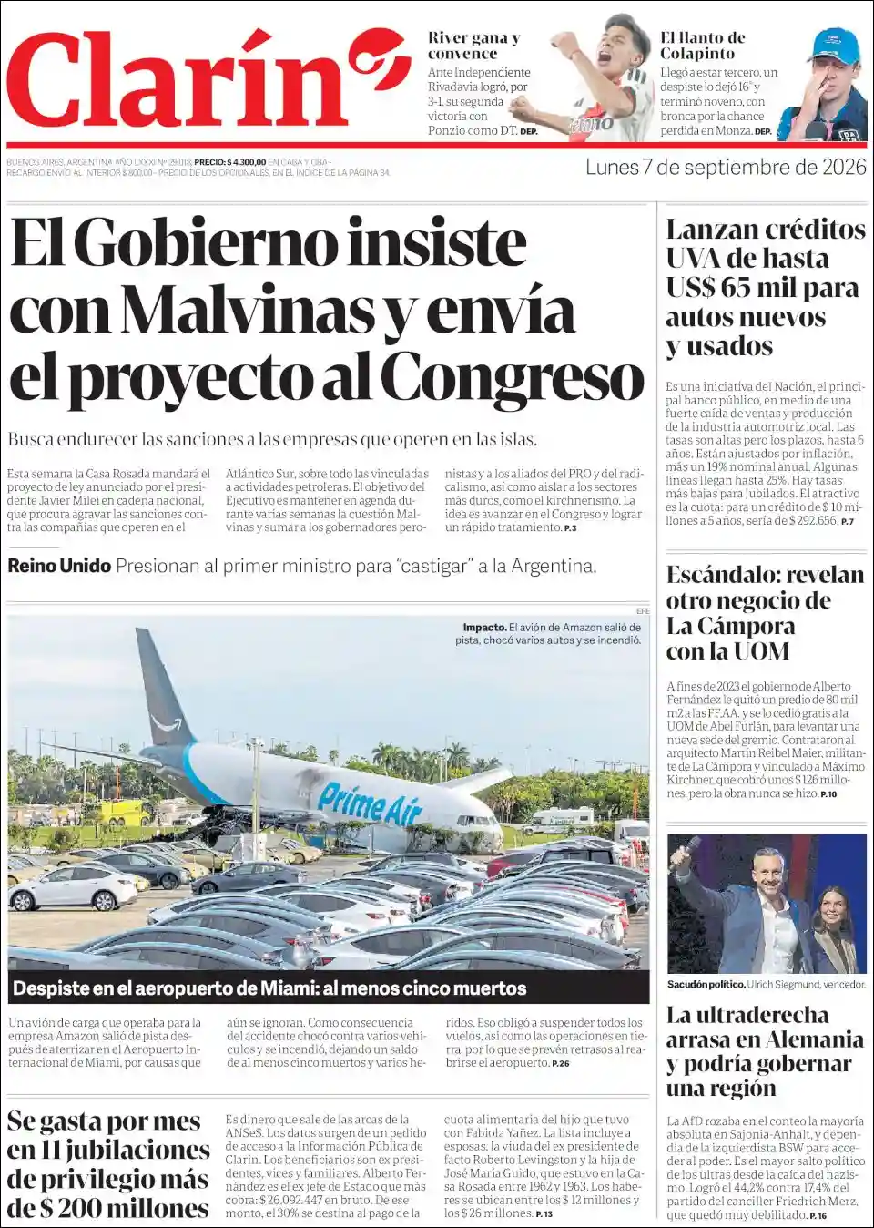 Estudios Max | EL RODEO FM - Tapa del diario Clarin
