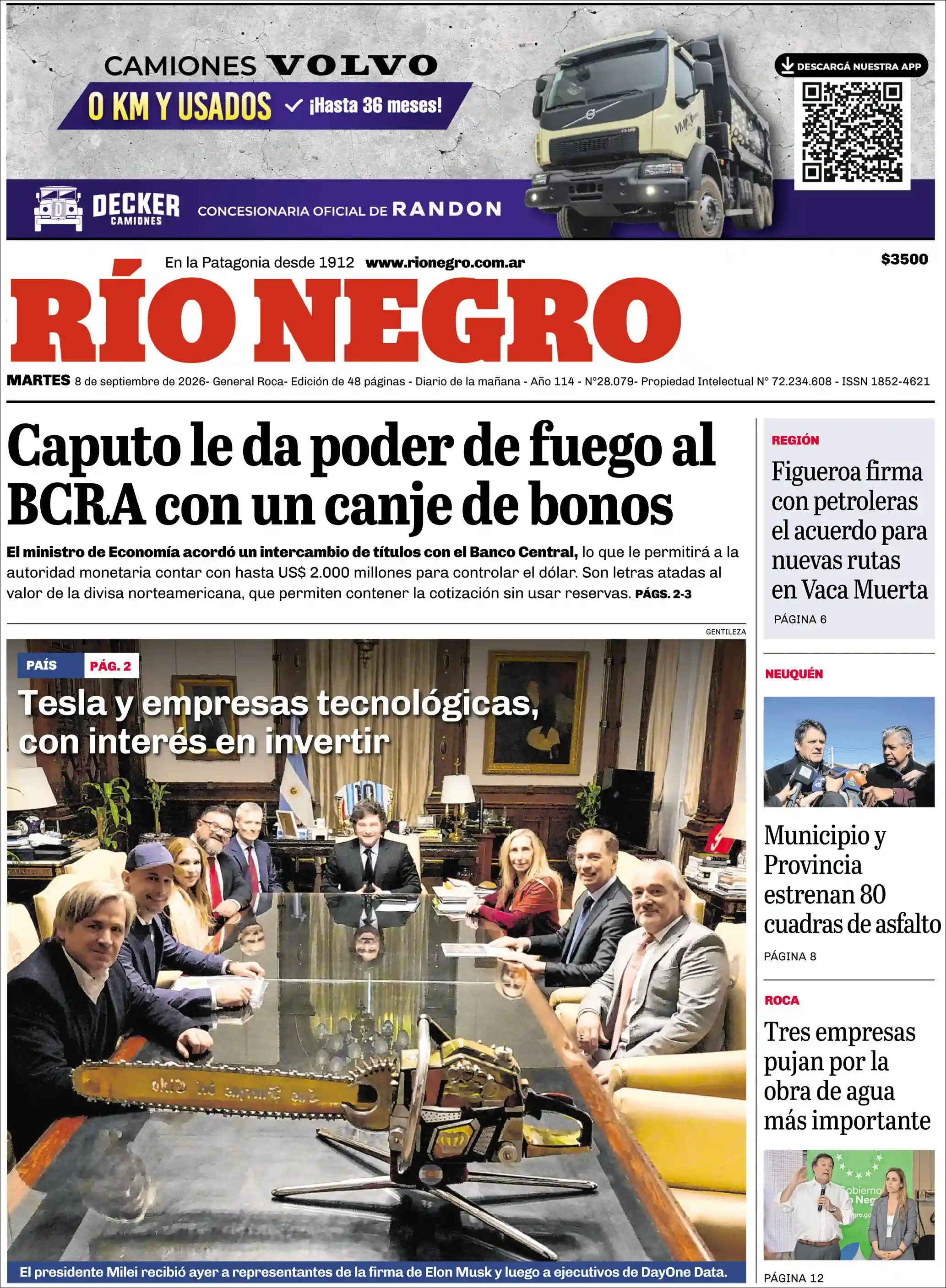 Estudios Max | EL RODEO FM - Tapa del diario Rio Negro