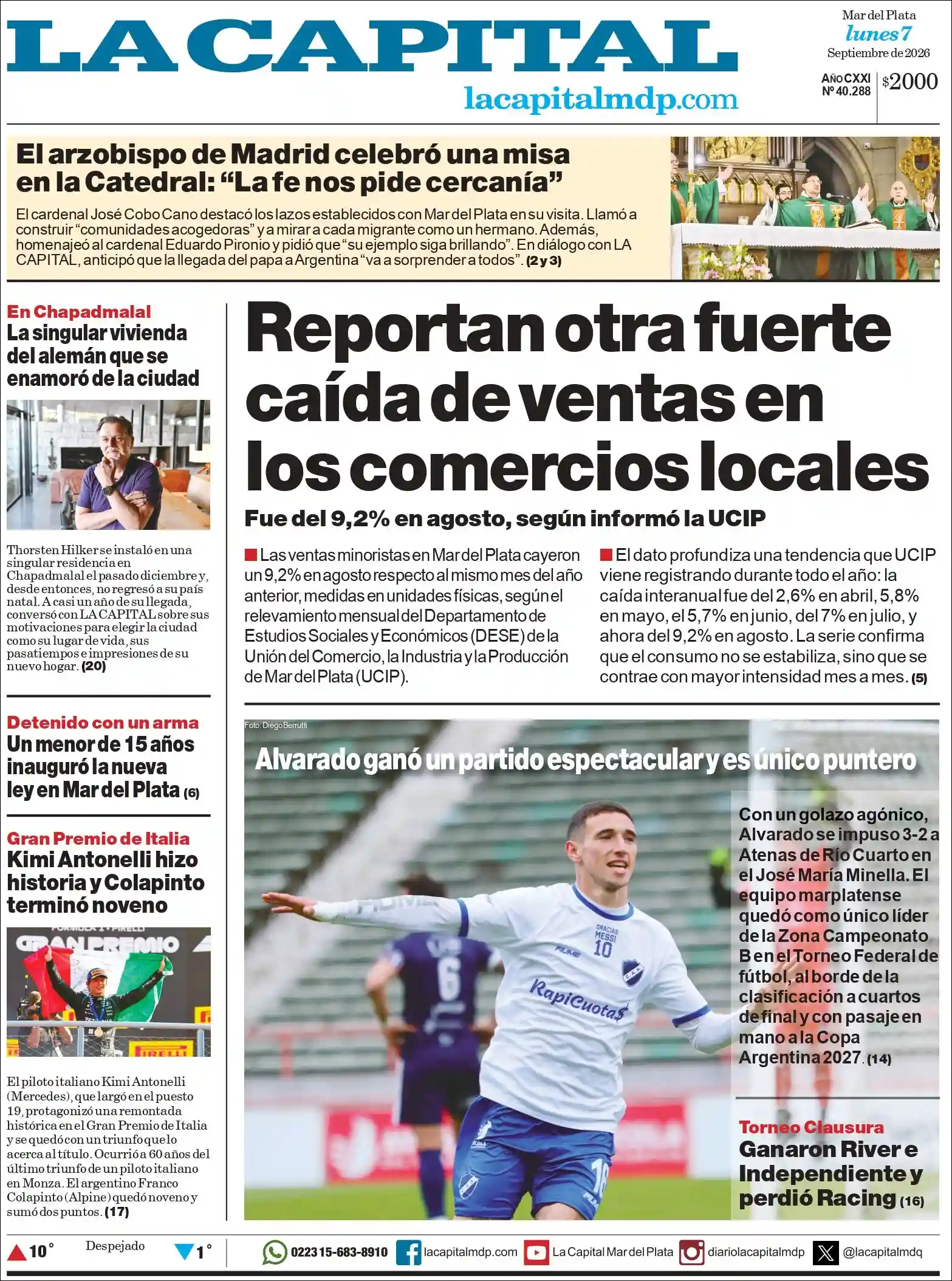 Estudios Max | EL RODEO FM - Tapa del diario La Capital